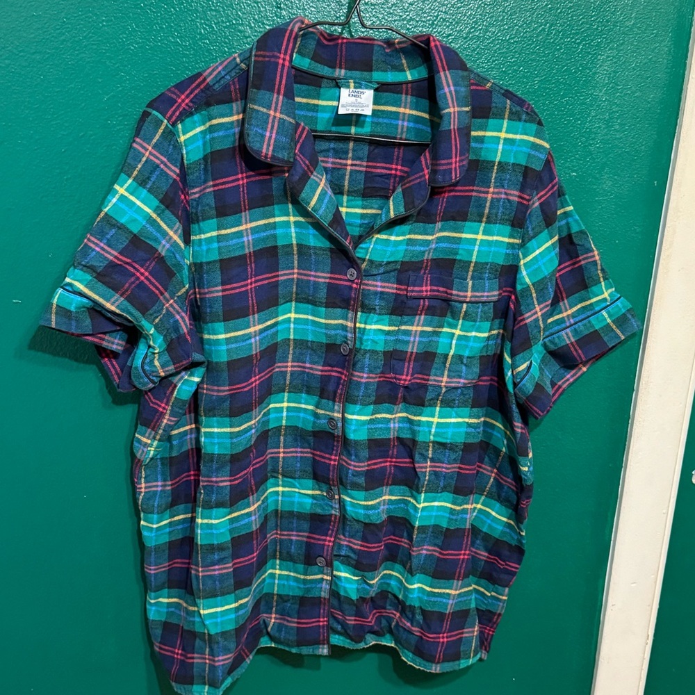 Lands' End Women's Multicolor Plaid Pajama Top